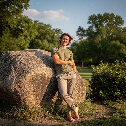Grupa osób praktykujących uważność na plaży przy zachodzie słońca
